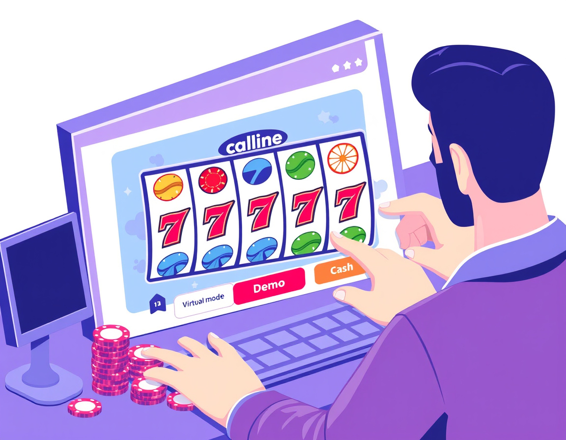 A player starts a free demo slot game with play-money credits on a social casino platform.