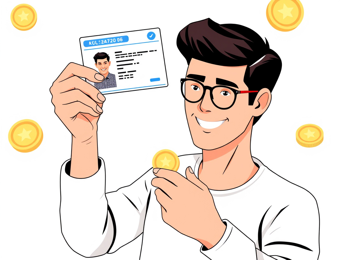 Player presenting government ID and taking selfie for casino identity verification